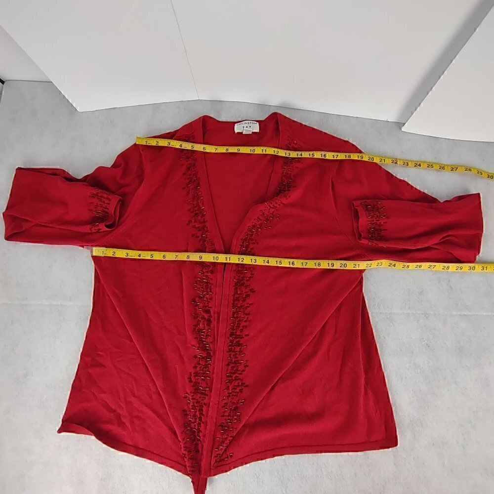 Covington Womens Long Sleeve V-Neckline Beaded Red Cardigan Size 20-22W - Picture 7 of 11